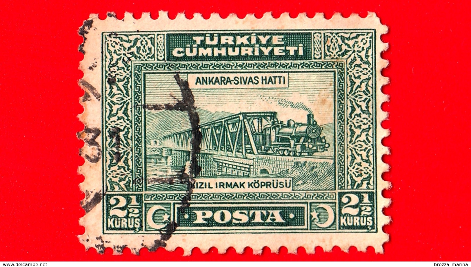 TURCHIA - Usato - 1930 - Ponte Della Ferrovia Su Kizilirmak - Ankara-Sivas Hatti - 2 ½ - Usati