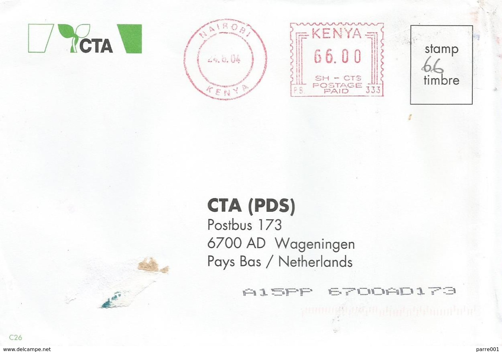 Kenya 2004 Nairobi Meter Pitney Bowes-GB “6300” PB 333 EMA Cover - Kenya (1963-...)