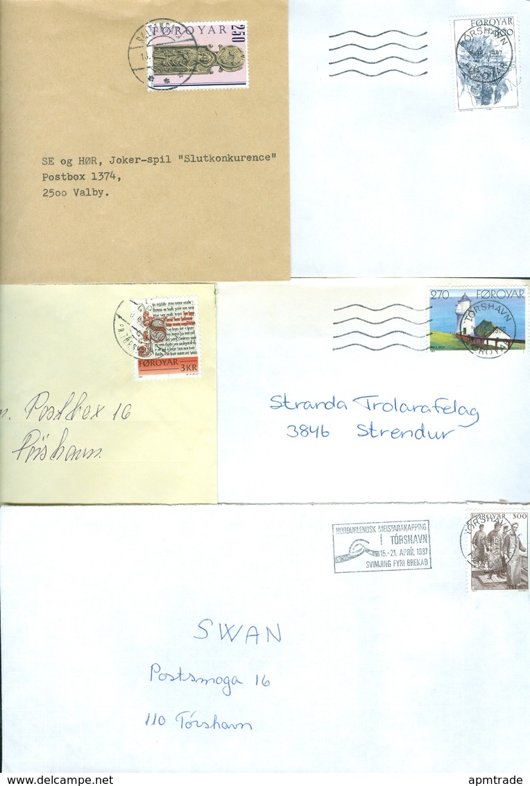 Faroe Islands. 5 Commercial Different Covers 1980es. Postal Used. - Faroe Islands