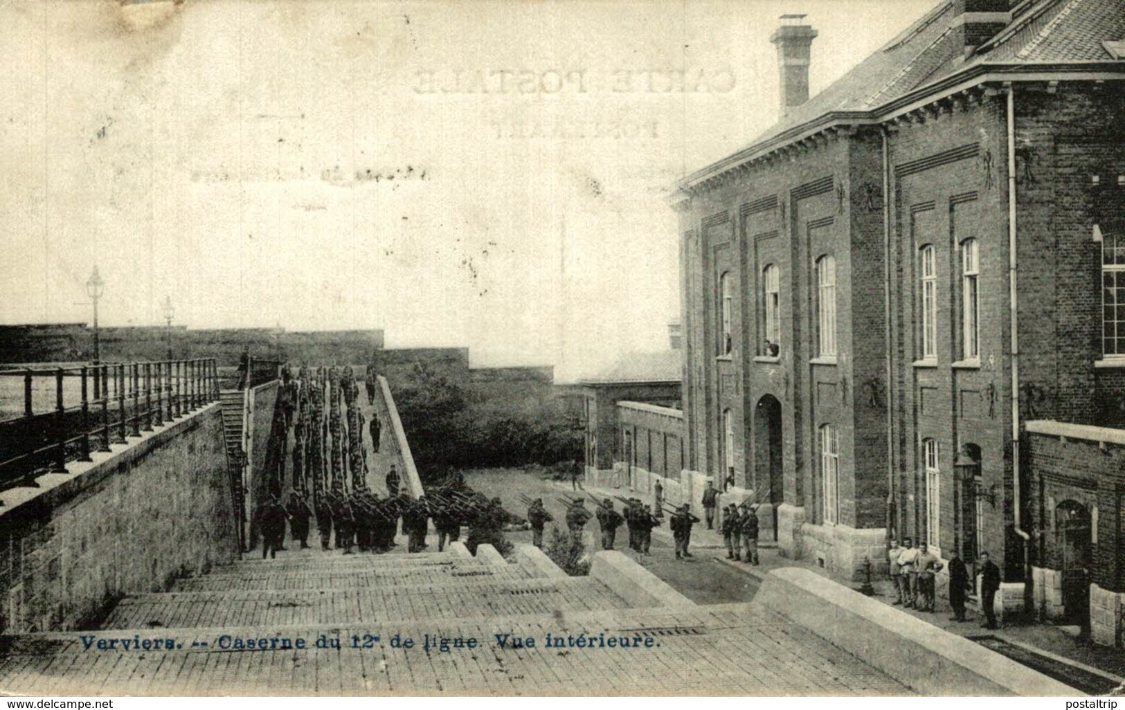 CLICHE RARE VERVIERS CASERNE DU 12 DE  LIGNE VUE INTERIEURE - Verviers