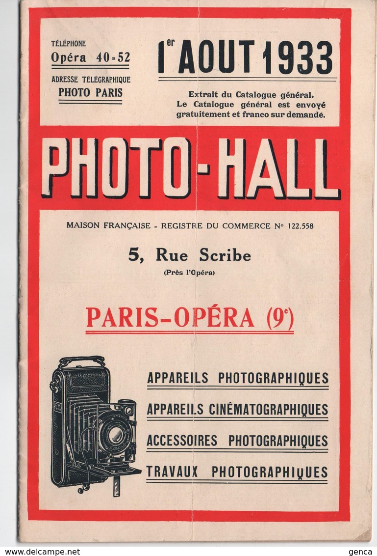 Catalogue 32 Pages , Photo Hall , 1933 - Photographie