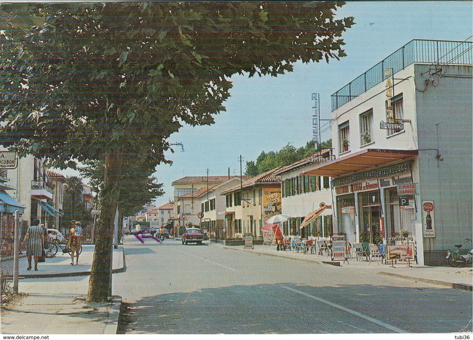 FAVARO VENETO (VENEZIA),VIA ALTINIA,HOTEL DA GIACOMO,COLORI,ANIMATA,VIAGGIATA 1972,EDIZ. BELLUNATO, FAVARO VENETO - Venezia