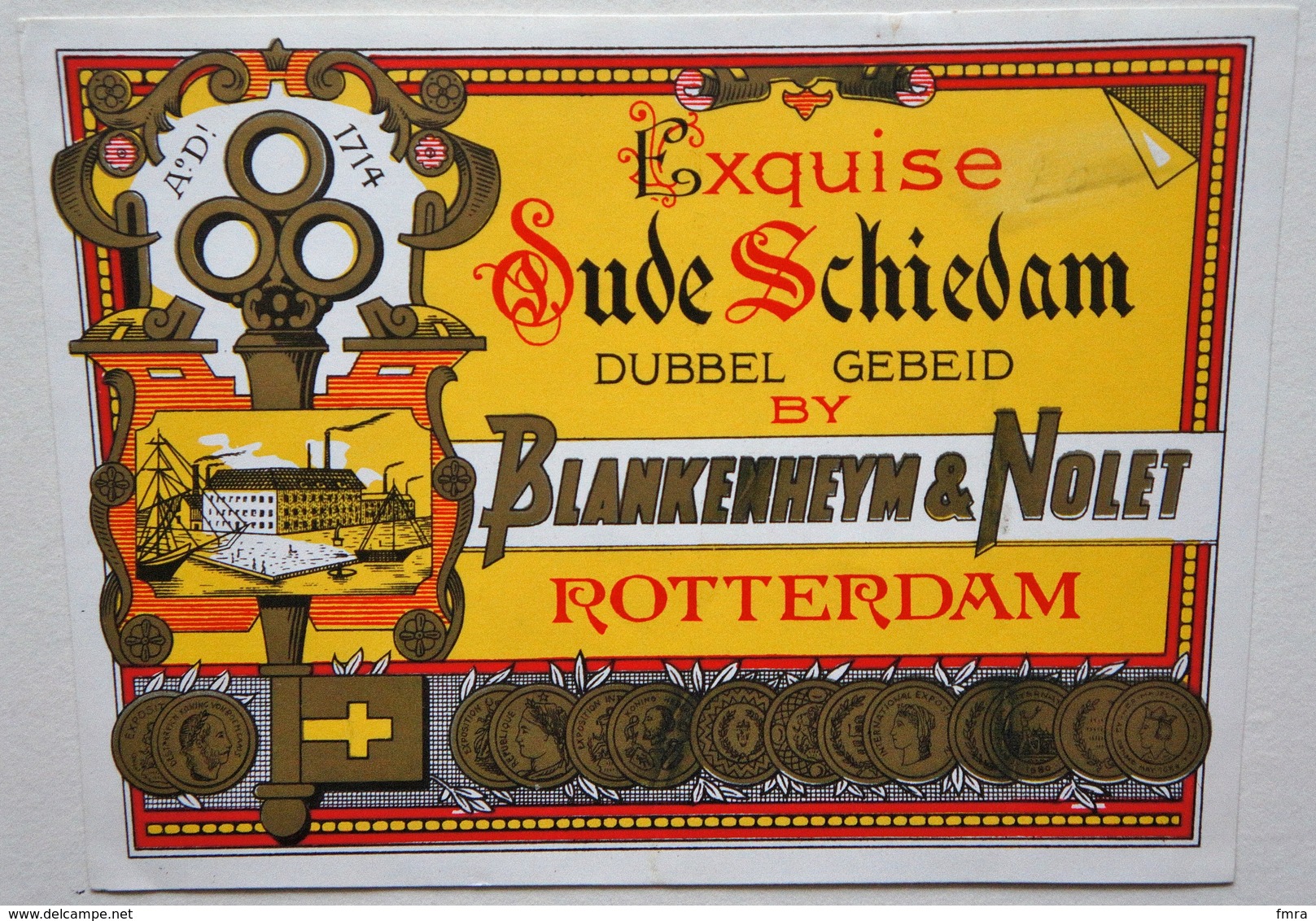 Etiquette De GENIEVRE - Exquise OUDE SCHIEDAM - Blankenheym & Nolet à Rotterdam       / étiquette Label /A4 - Autres & Non Classés
