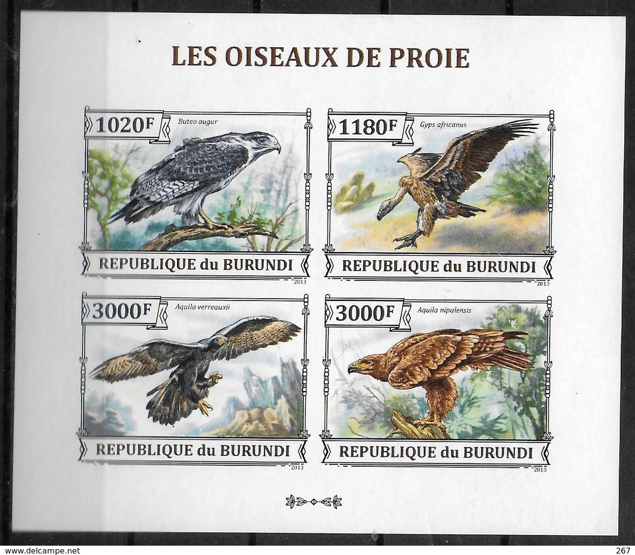 BURUNDI Feuillet  N° 2166/69   * *  NON DENTELE Oiseaux Rapaces Aigles - Aigles & Rapaces Diurnes