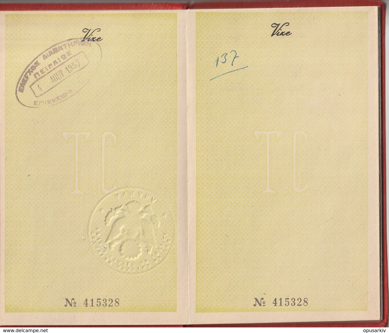 [Country/Documents] - Turkey - 1956 - Passport - Italy, USA - Used