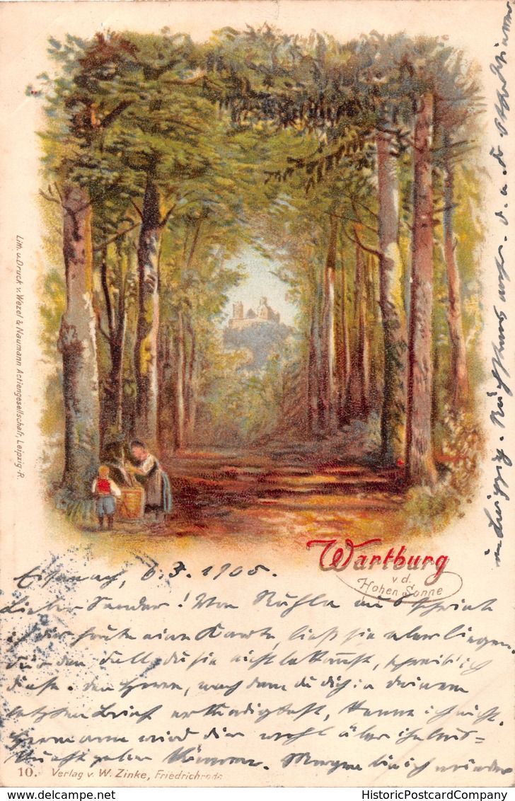 WARBURG V D HOHEN SONNE GERMANY~1905 POSTMARK ARTIST DRAWN WEZEL & NAUMANN PUBL POSTCARD 39629 - Warburg