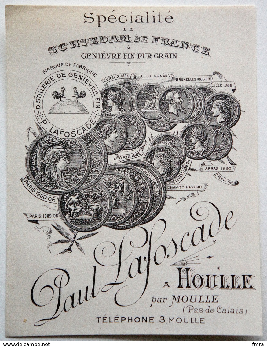 Etiquette Ancienne De GENIEVRE - SCHIEDAM - Distillerie Paul LAFOSCADE à HOULLE (Pas-de-Calais) / étiquette Label /A6 - Autres & Non Classés