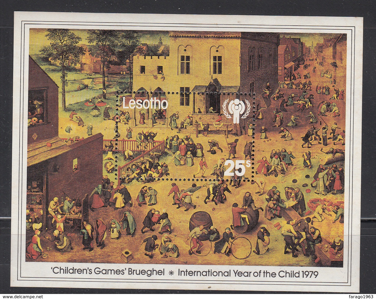 1979 Lesotho IYC Child Art Bruegel Souvenir Sheet Complete MNH - Lesotho (1966-...)