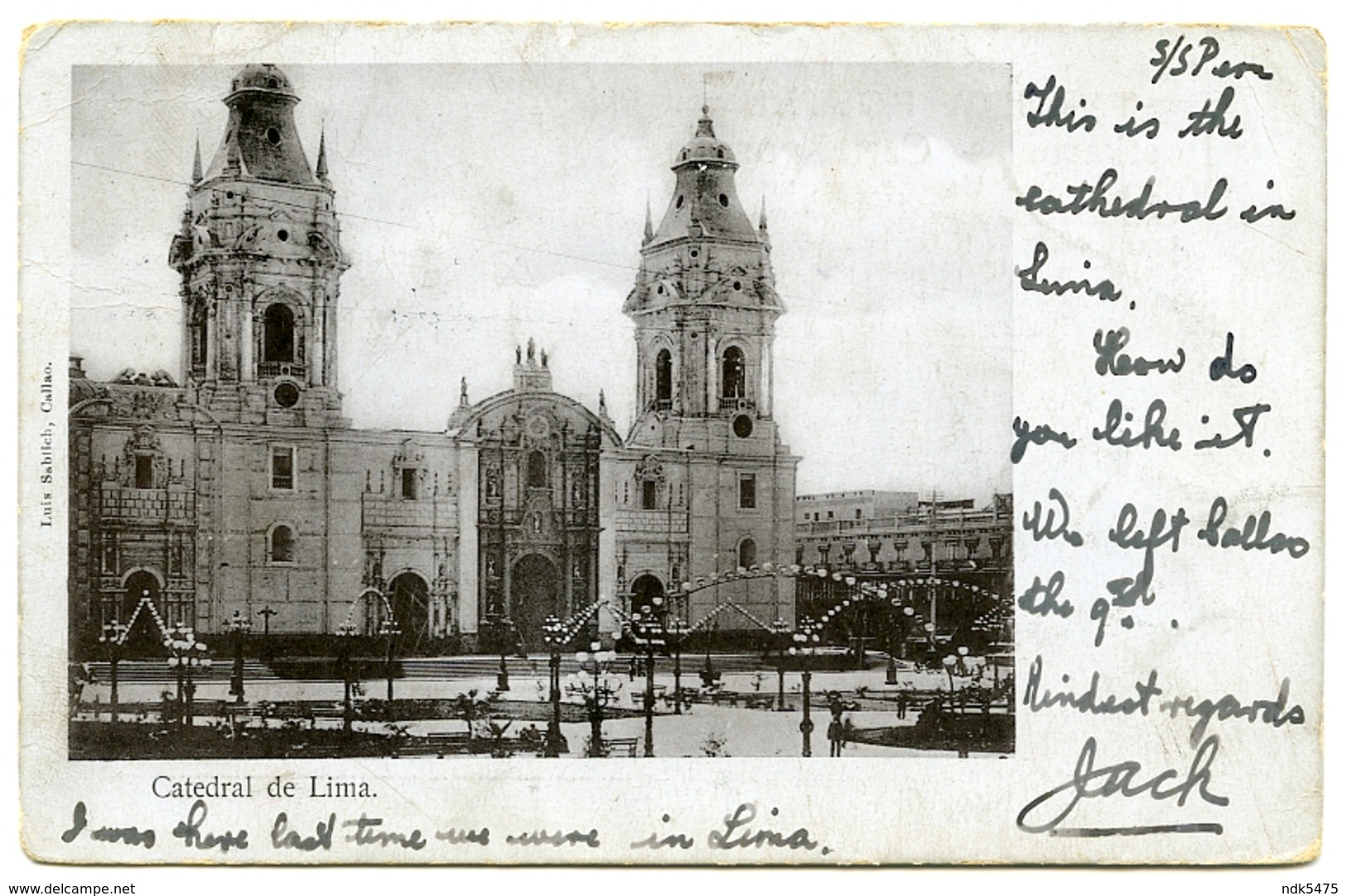 PERU : LIMA - CATEDRAL / ADDRESS - HULL, BEVERLEY ROAD, FOUNTAIN ROAD (KIRKUS) - Peru