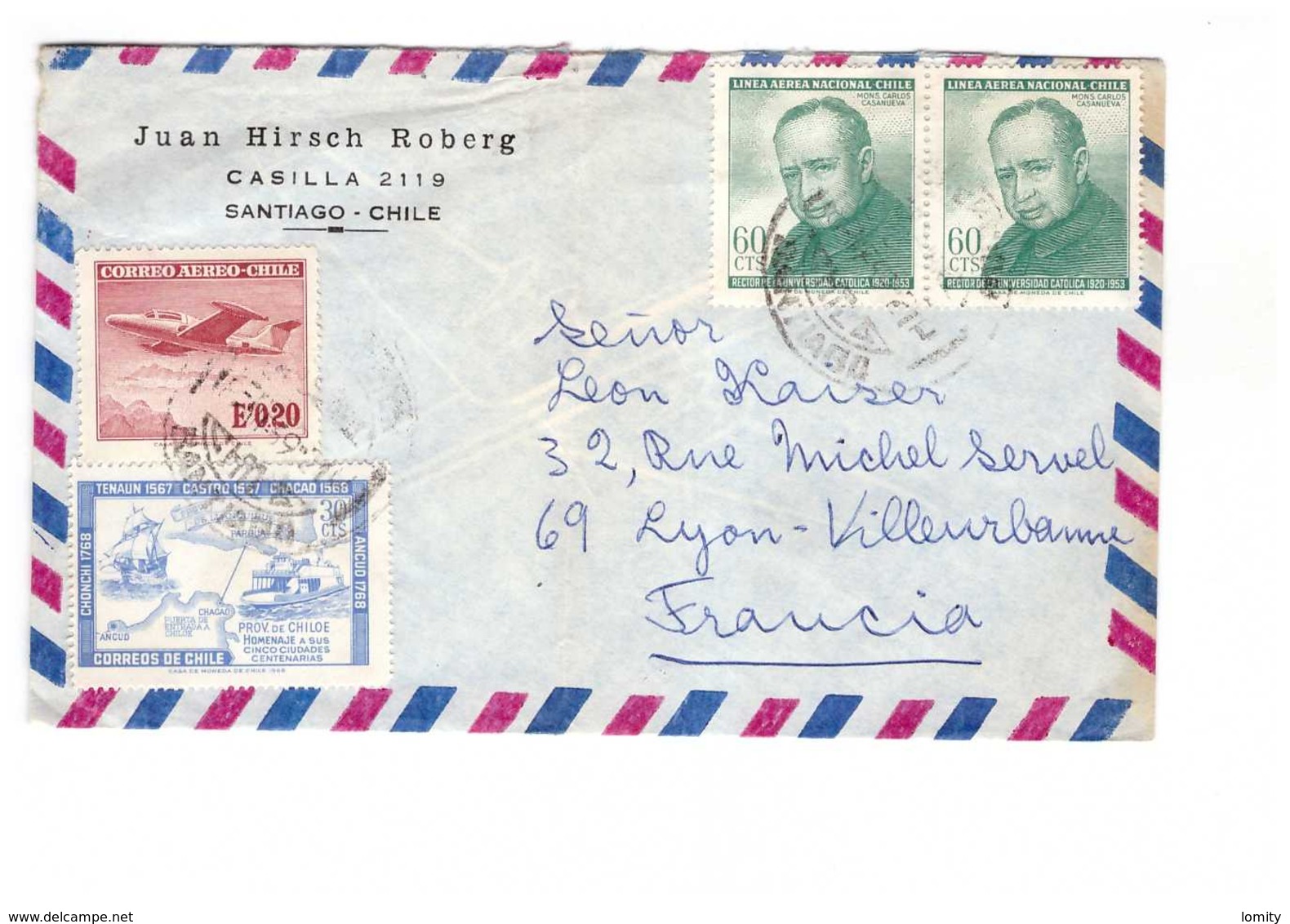 Lot 3 Lettres Chili Lettre 1964 1969 Pour La France - Chile