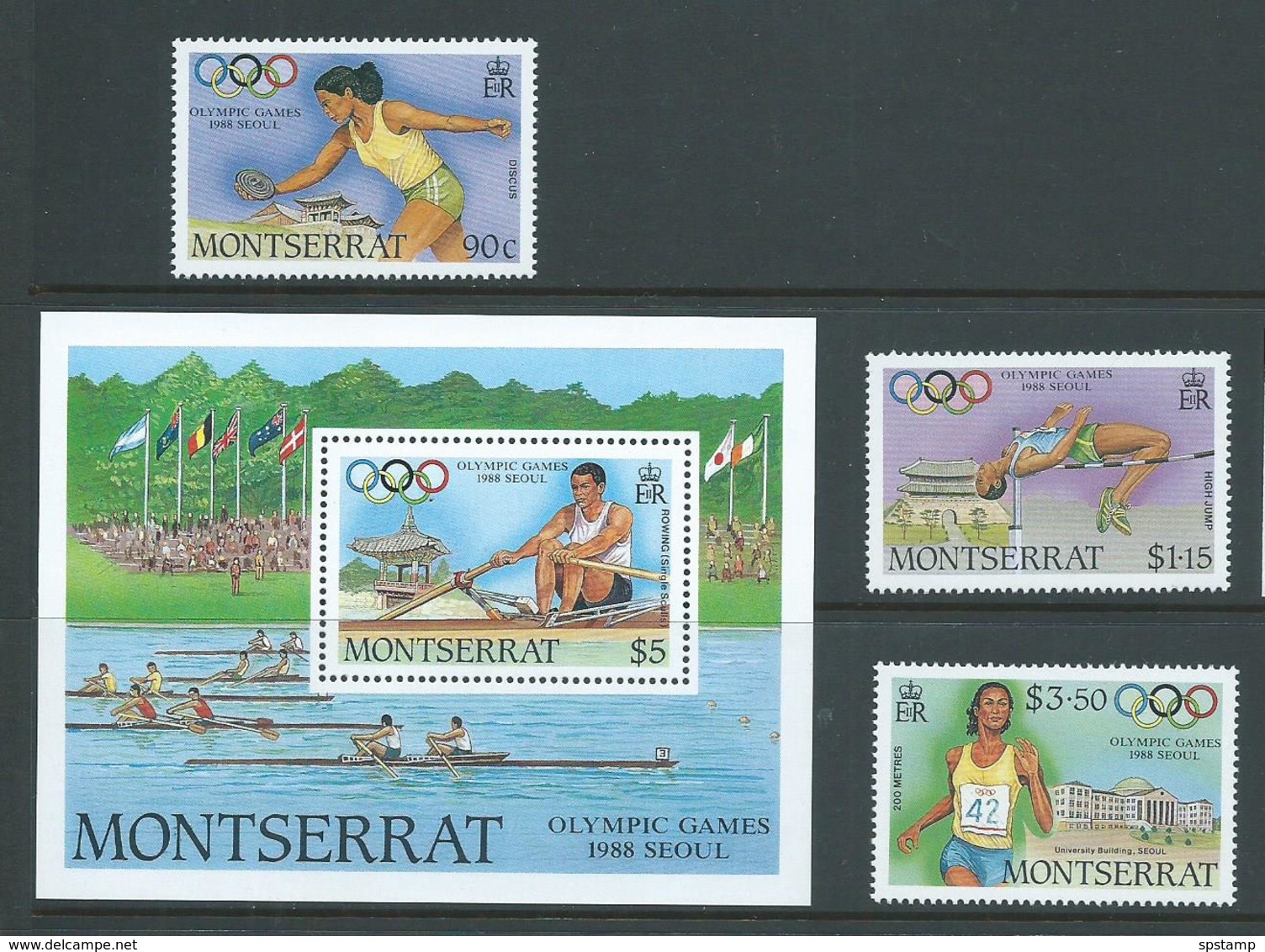 Montserrat 1988 Seoul Olympic Games Set Of 3 & Miniature Sheet MNH - Montserrat