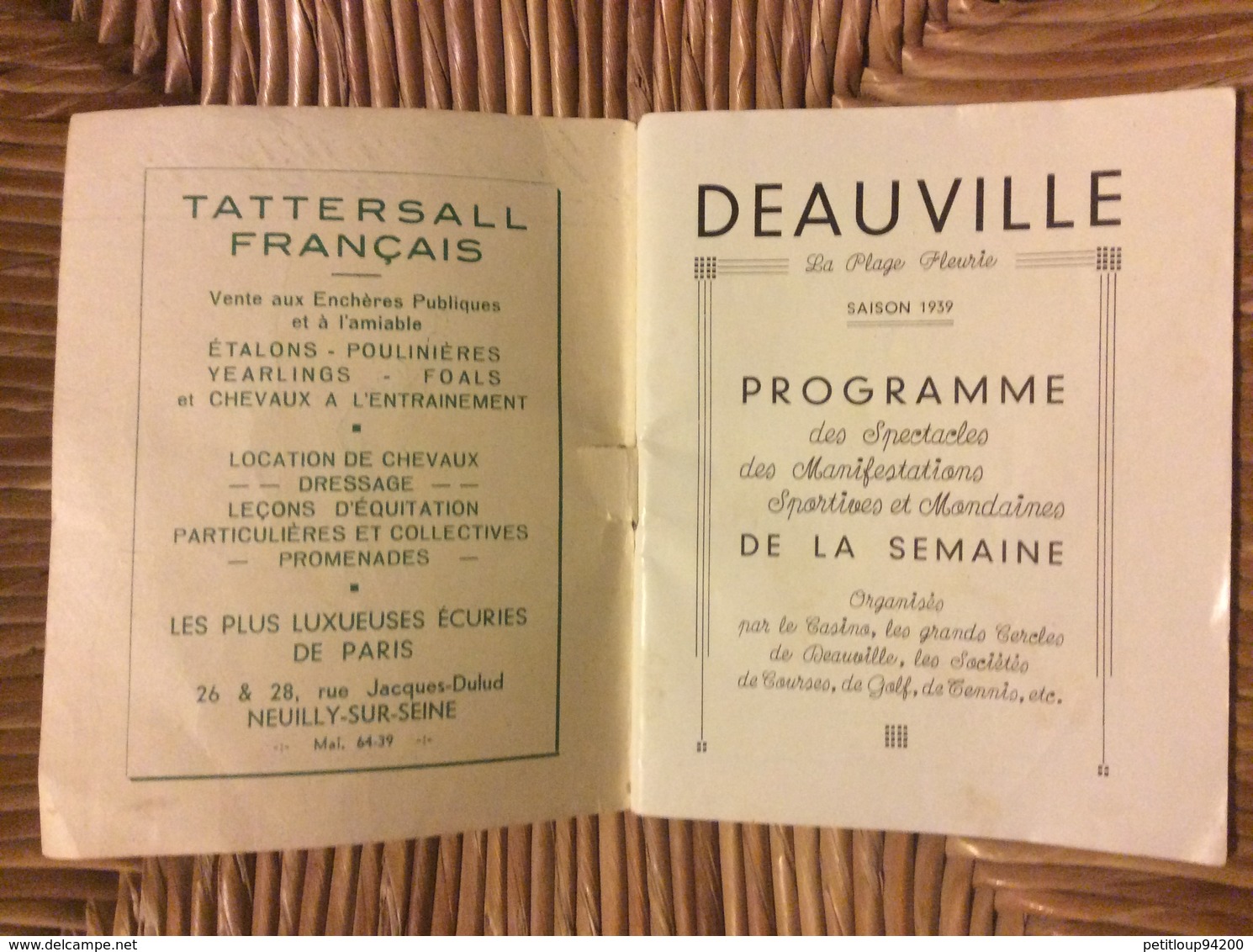 PROGRAMME LA SEMAINE À DEAUVILLE La Plage Fleurie   SAISON 1939 - Programmes