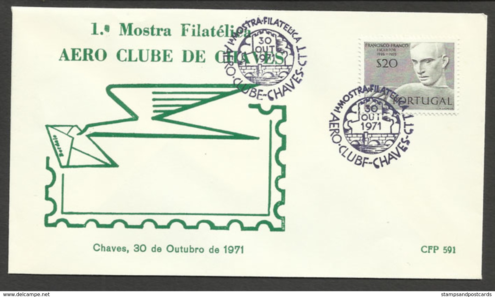 Portugal Cachet Commémoratif  Expo Philatelique Aero Club De Chaves 1971 Event Postmark Stamp Expo - Flammes & Oblitérations