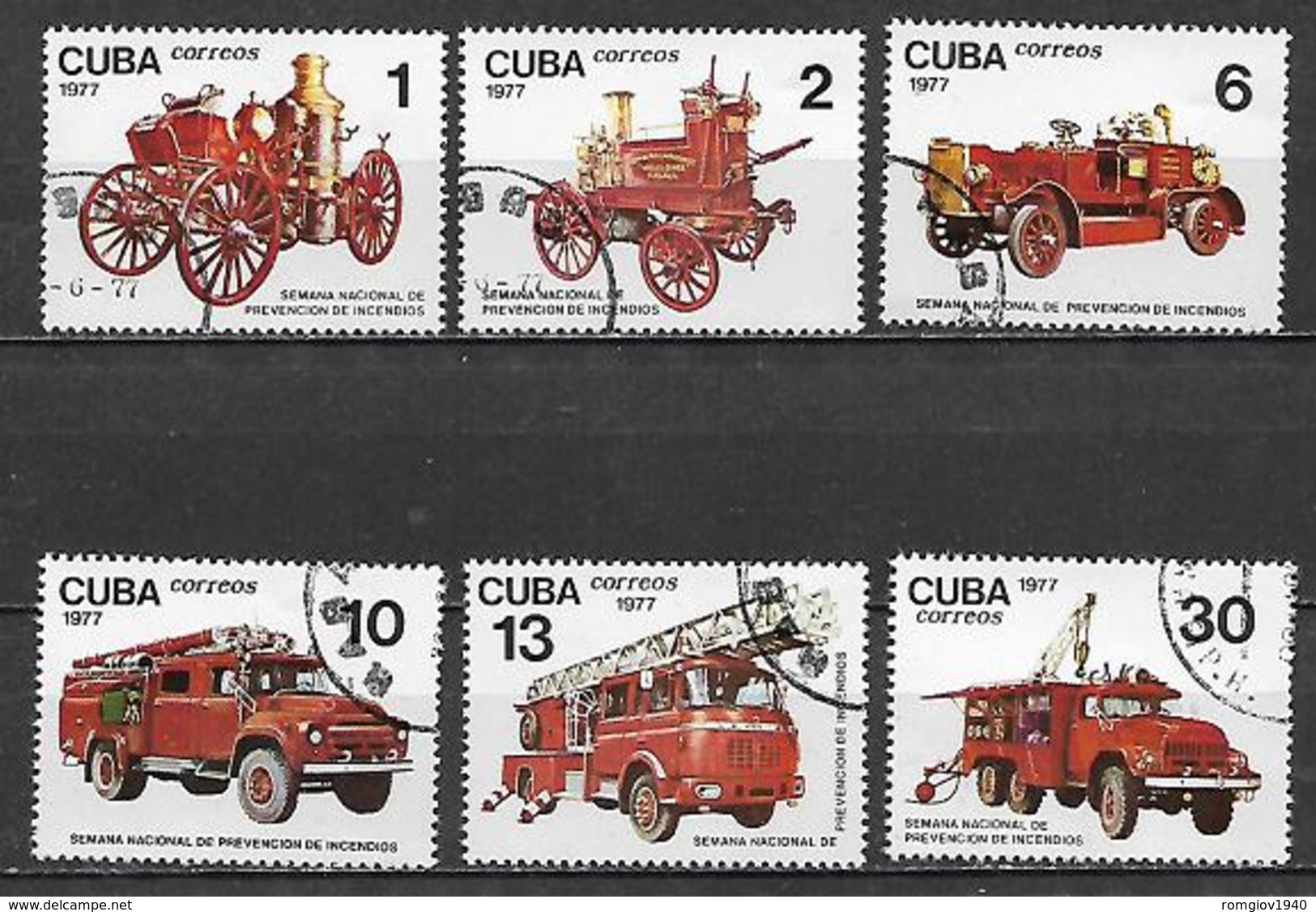 CUBA 1977 VETTURE DEI POMPIERI YVERT. 2010-2015 USATA VF - Usati