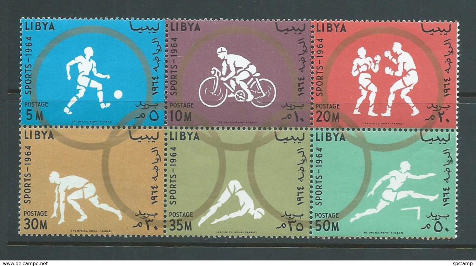 Libya 1964 Tokyo Olympic Games Block Of 6 MNH - Libya
