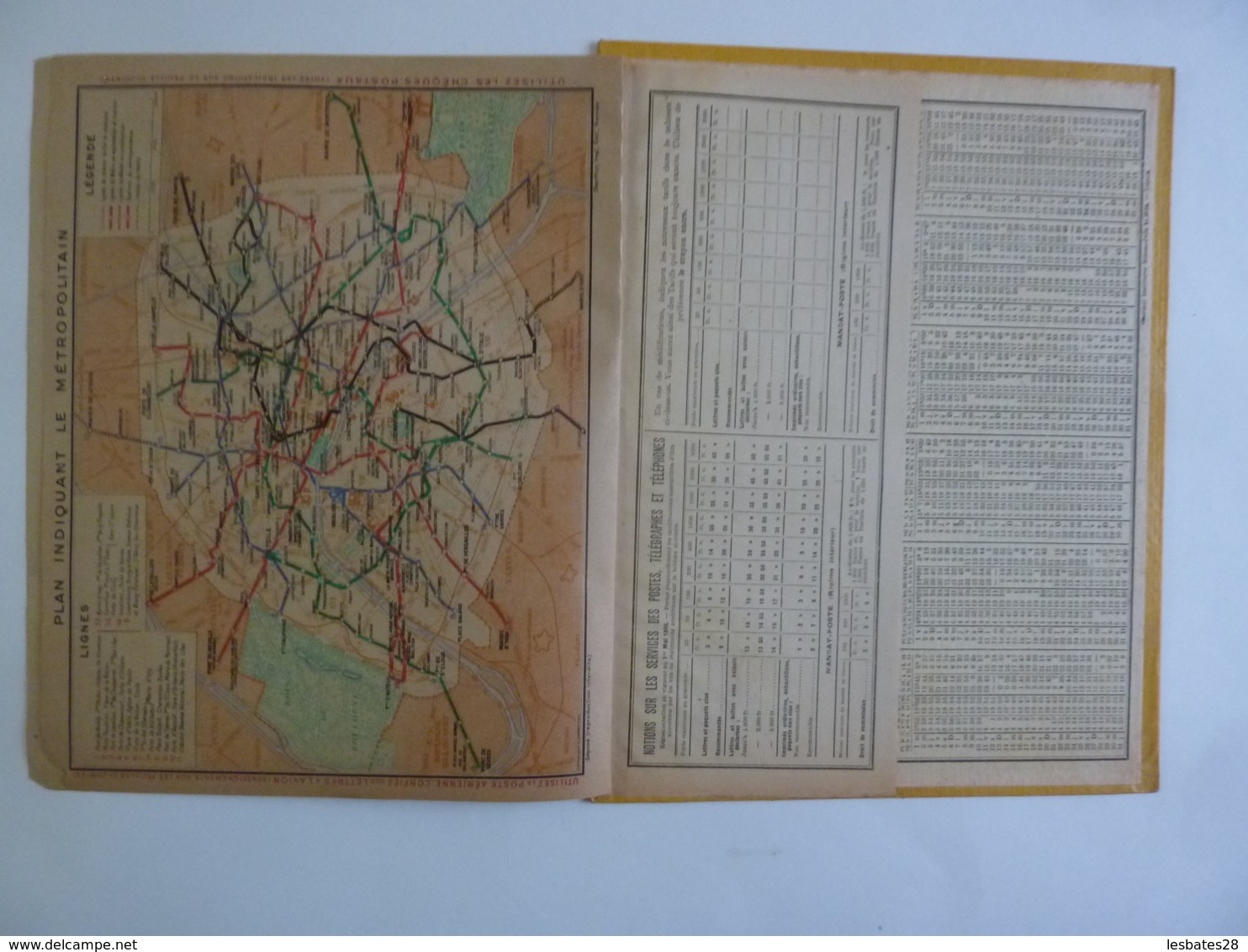 ALMANACH 1947  CALENDRIER  DES POSTES   Photo  La Moisson  Metropolitain , Plan Paris  Imp Berthur, Rennes Chem 3-9 - Grand Format : 1941-60