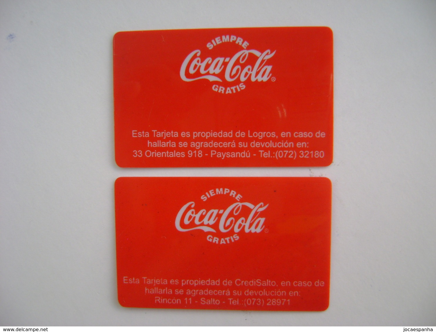 COCA-COLA - 2 ADVERTISING CARDS OF URUGUAY IN THE STATE - Autres & Non Classés