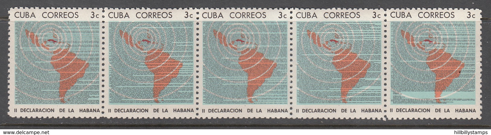 CUBA   SCOTT NO. 931   MNH     YEAR  1964   STRIP OF 5   BUT SOLD AS SINGLES - Unused Stamps