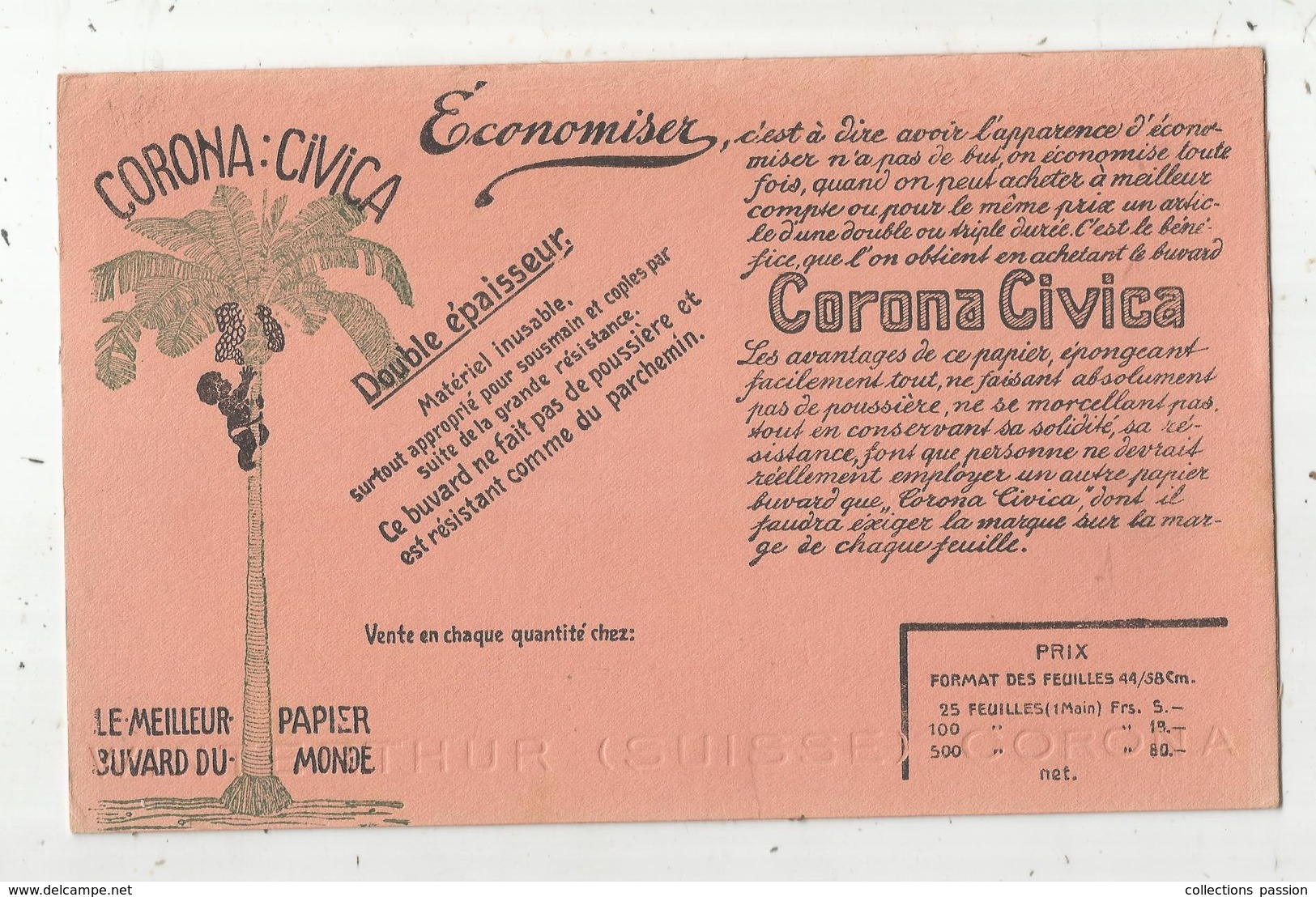 Buvard : CORONA CIVICA , Le Meilleur Papier Buvard Du Monde , Hubert FR, Frais Fr :1.65 E - Autres & Non Classés