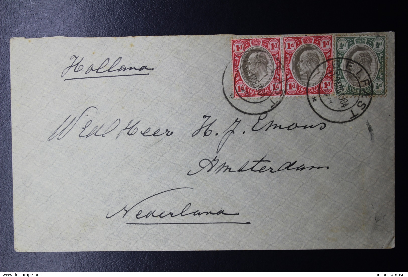 Transvaal Cover BELFAST -> AMSTERDAM 19-08-1904  Pair Of 1d - Transvaal (1870-1909)