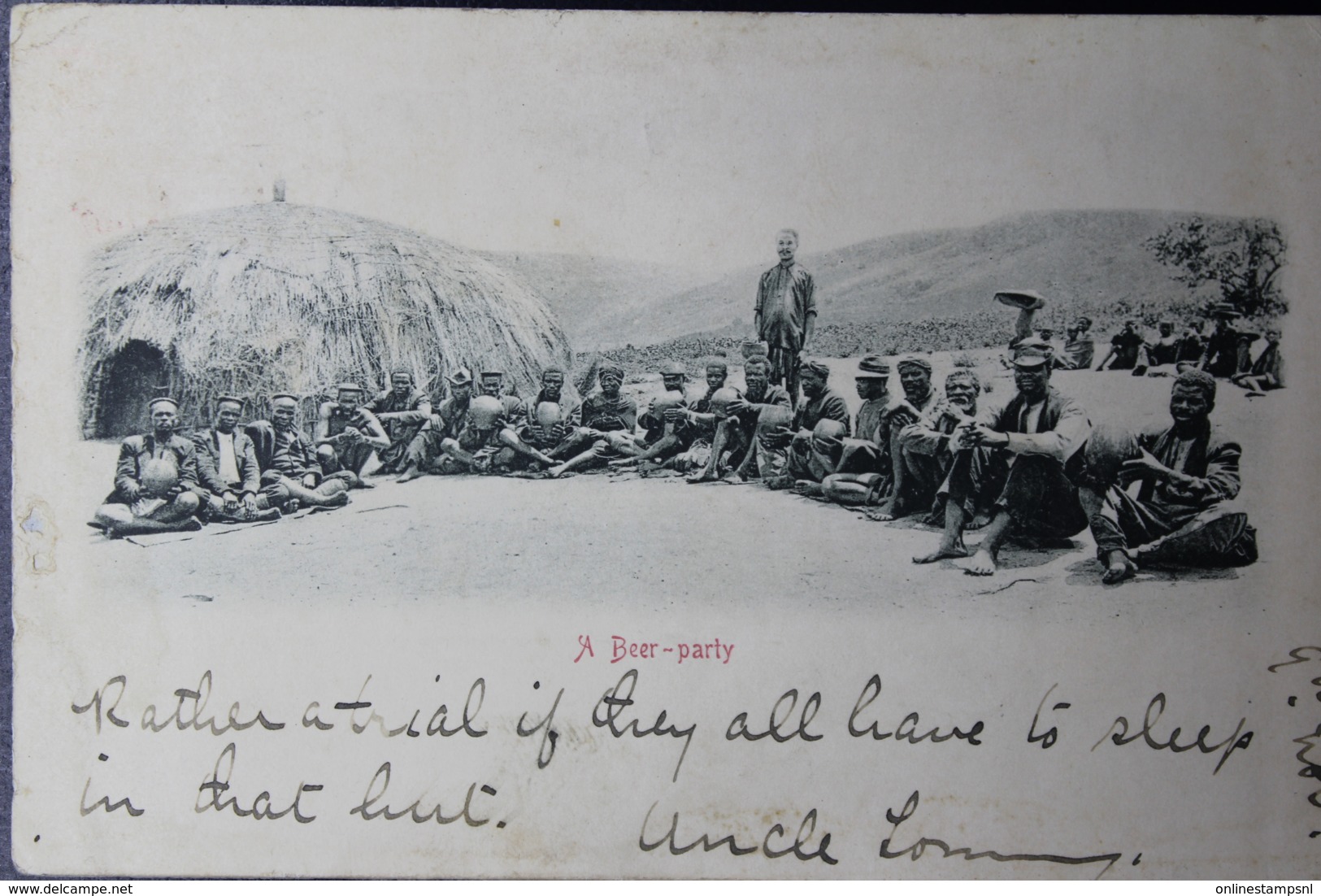 Transvaal Postcard KLERKSDORP ->  UK, A Beerparty In Native Village  9-11-1903 - Transvaal (1870-1909)