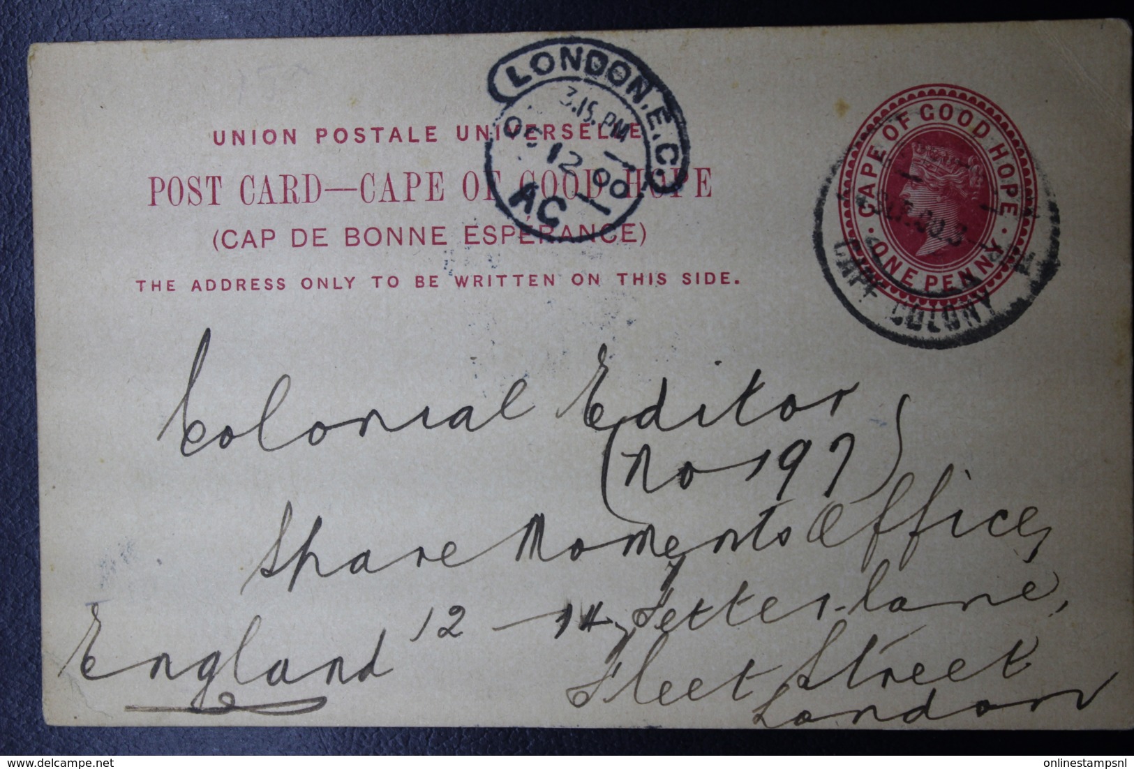 BOER WAR PERIOD  Postcard  CAPETOWN -> LONDON  24-9-1900 - Kaap De Goede Hoop (1853-1904)