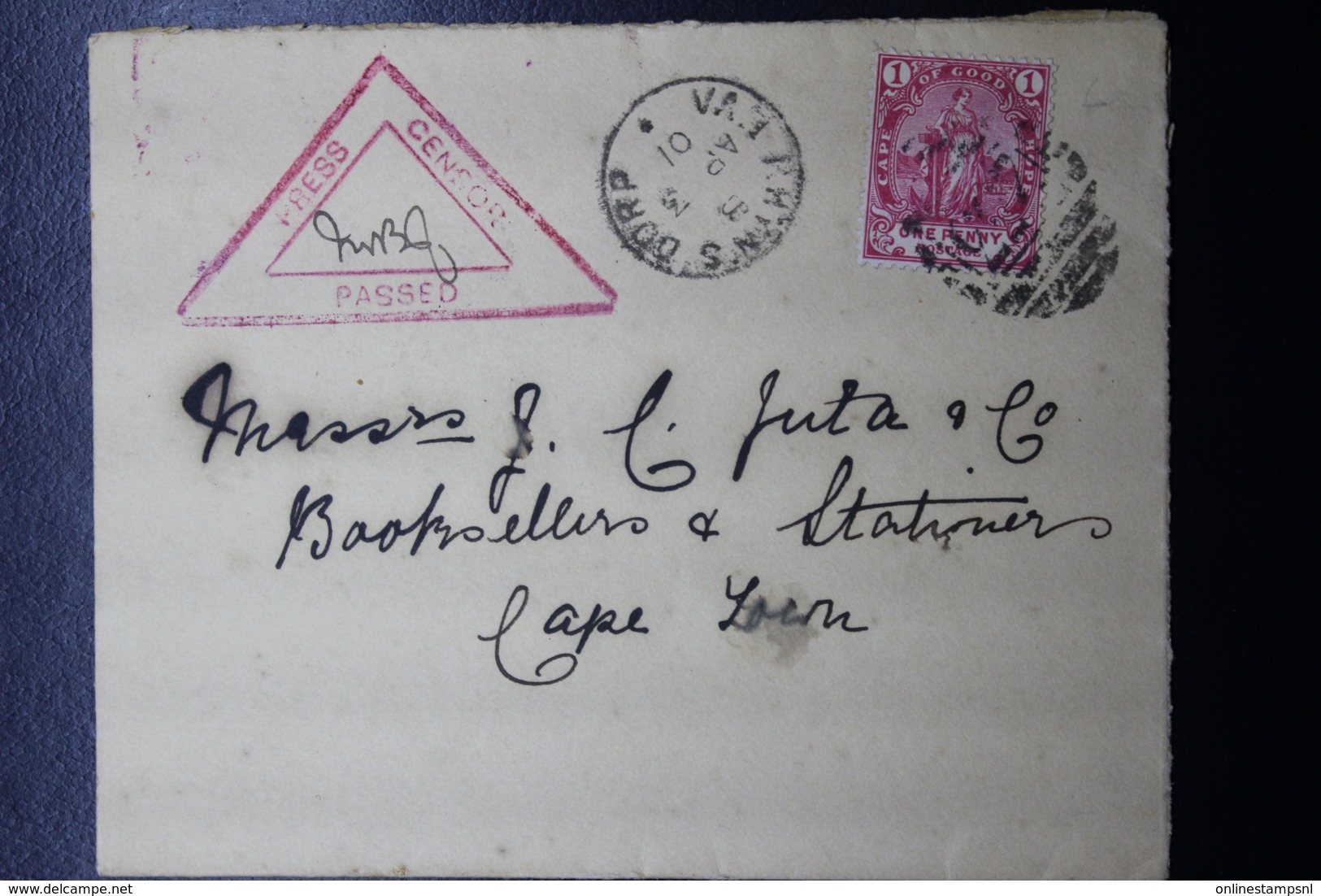 BOER WAR PERIOD COVER VAN RHIJNISDORP 253 -> CAPE TOWN CCENSOR CANCEL 3-4-1901 - Kaap De Goede Hoop (1853-1904)