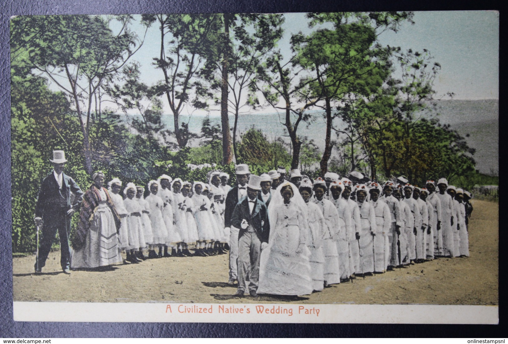 TRANSVAAL INTERPROVINCIAL POSTCARD Civilized Native''s Wedding Party Send To Paris 1913 - Transvaal (1870-1909)