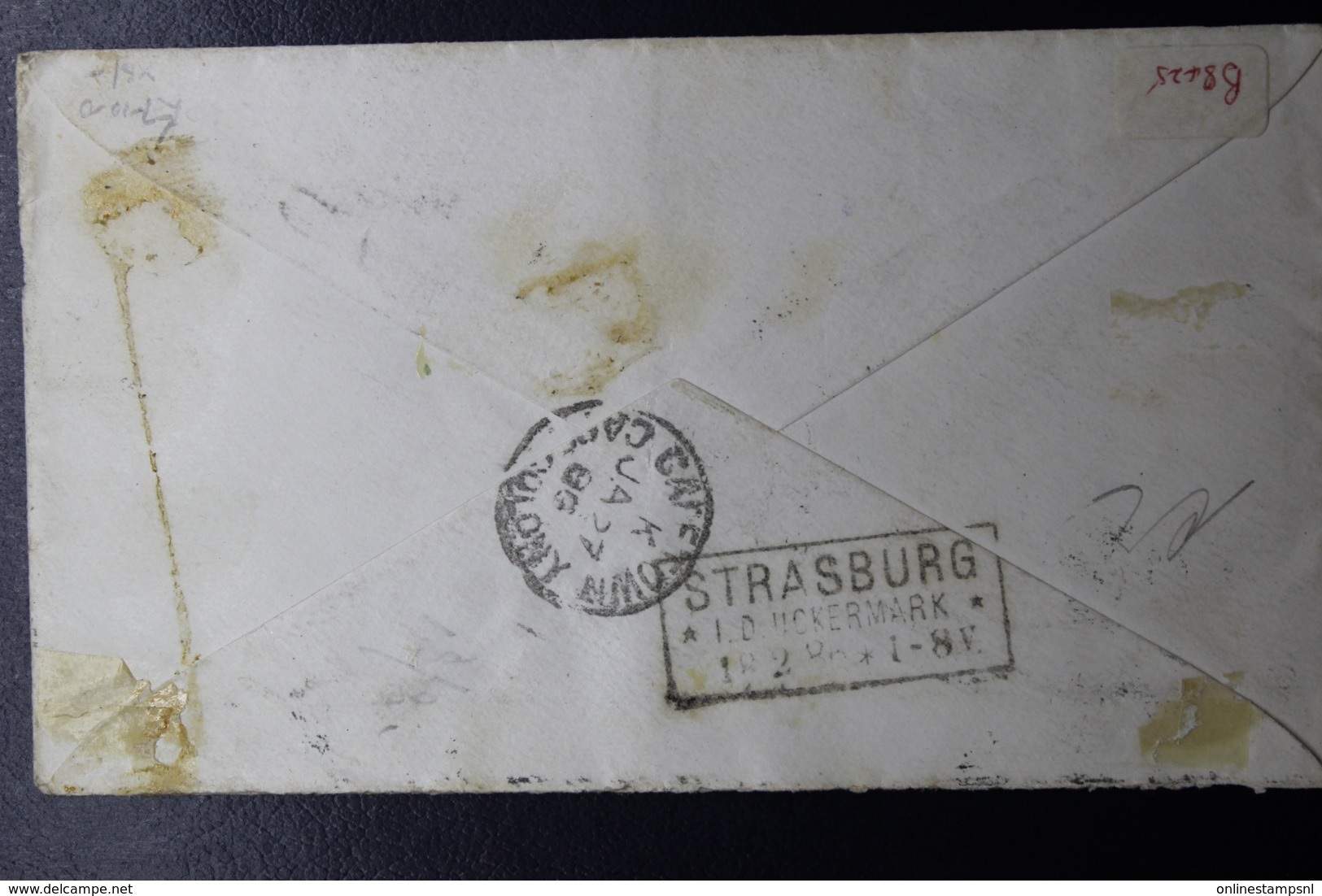 ORANGE FREE STATE COVER SMITHFIELD -> STRASBURG 3X SG 48 + 50  22-1-1886 STRIP X 2 + X 3 - Stato Libero Dell'Orange (1868-1909)