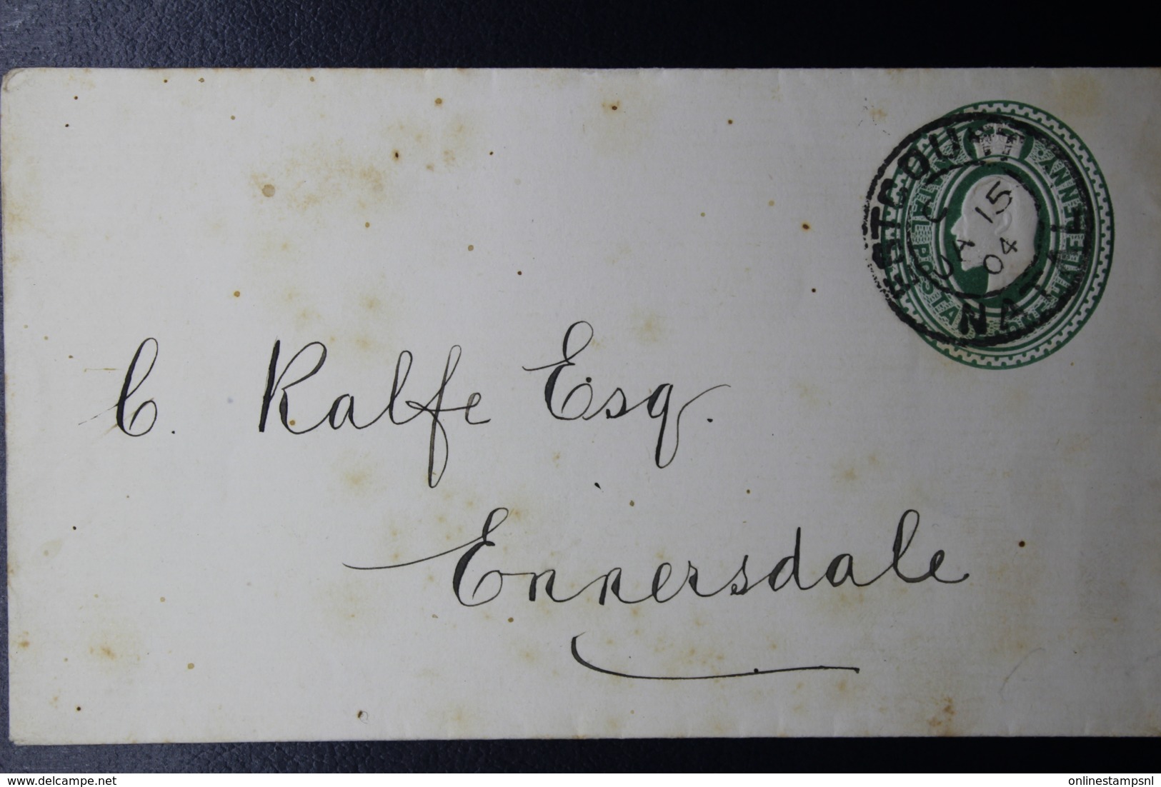 NATAL Cover U3 ESTCOURT -> ENNERSDALE 15-8-1904 - Natal (1857-1909)