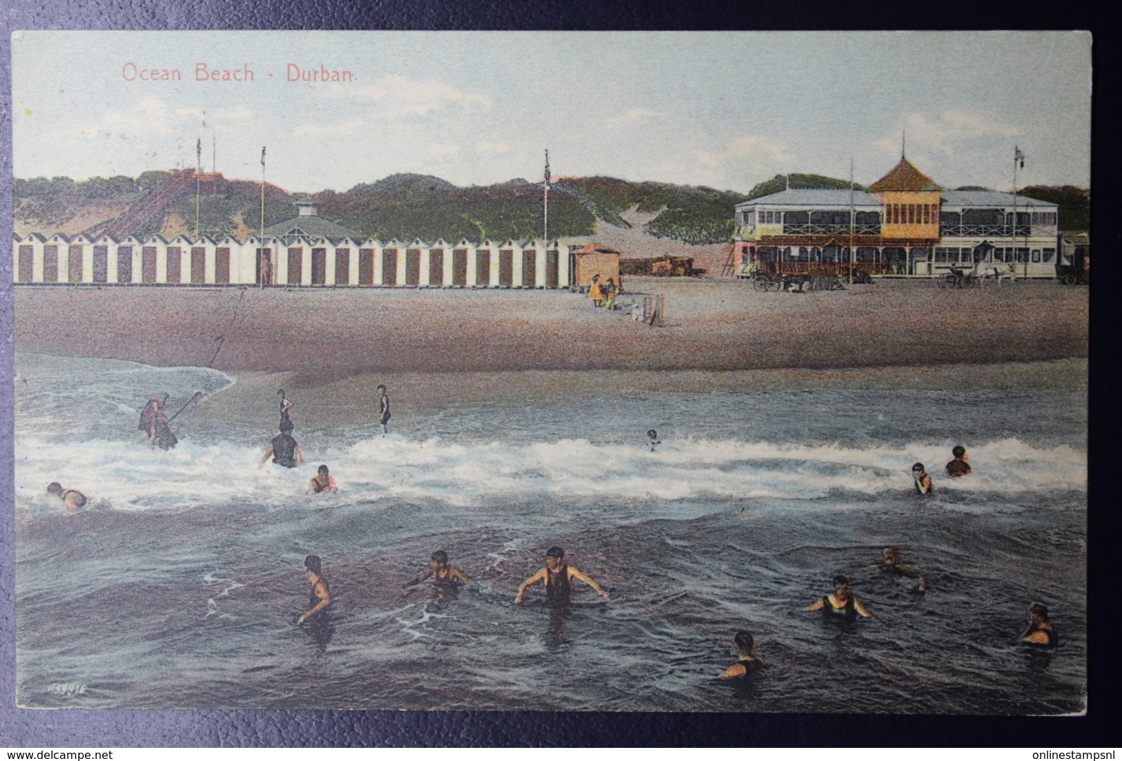 NATAL POSTCARD INTERPROVINCIAL DURBAN -> ANTWERP, 15-2-1911  OCEAN BEACH DURBAN - Natal (1857-1909)