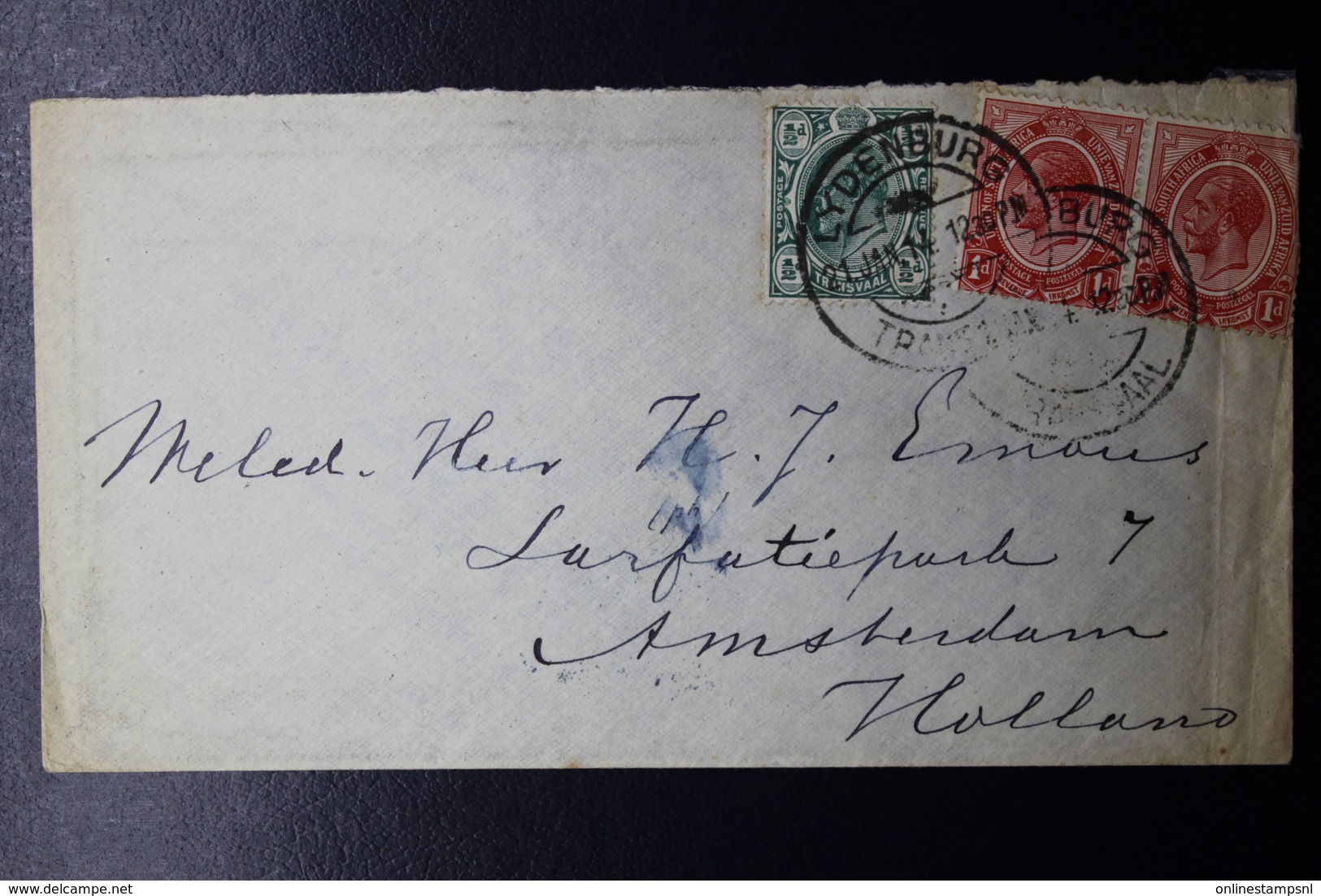 NATAL INTERPROVINCIAL PERIOD LIJDENBURG TRANSVAAL -> AMSTERDAM MIXED FRANKING UNION / TRANSVAAL 10-11-14 - Transvaal (1870-1909)