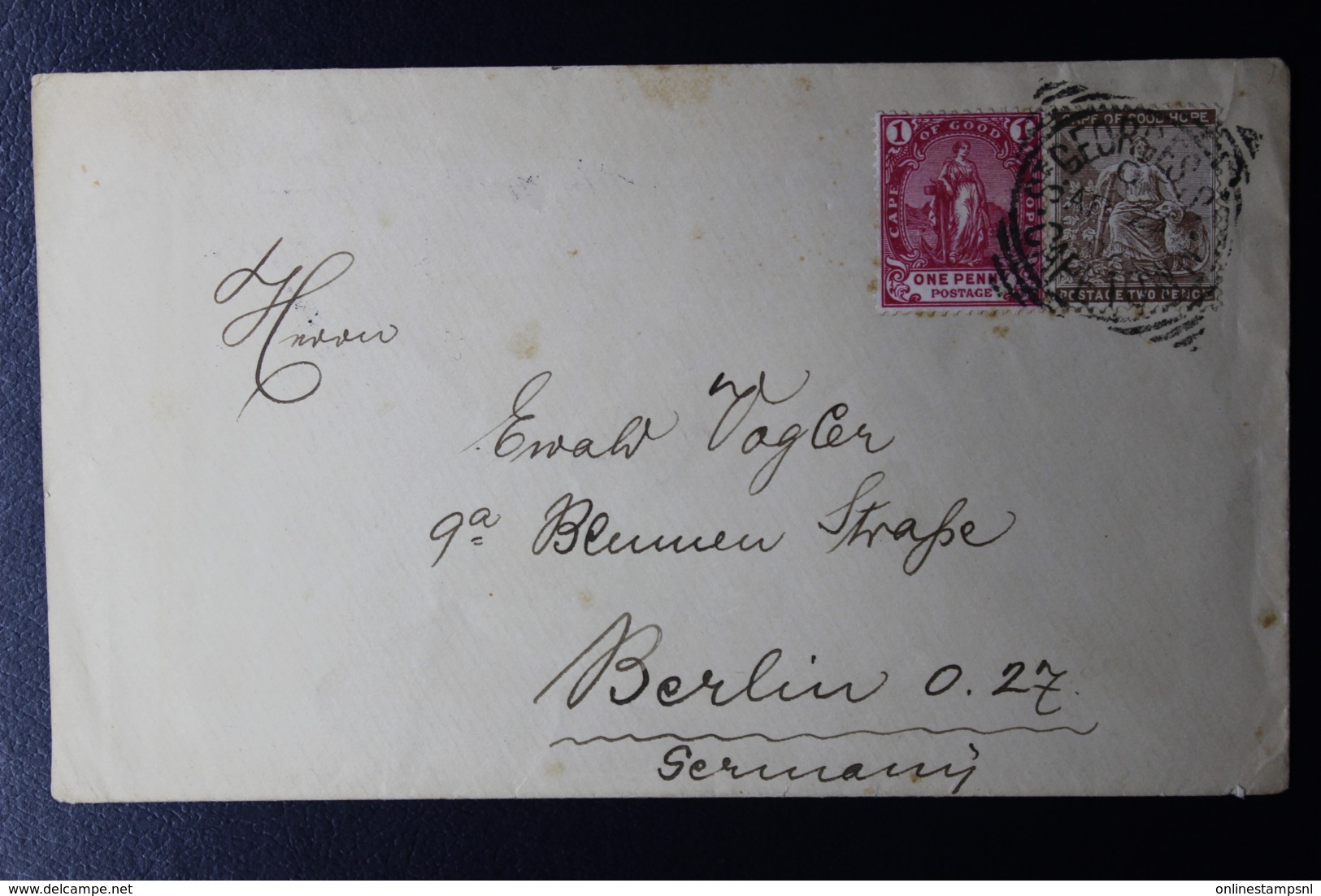 CAPE OF GOOD HOPE ST GEORGES -> BERLIN 23-4-1902  MIXED FRANKING - Kaap De Goede Hoop (1853-1904)