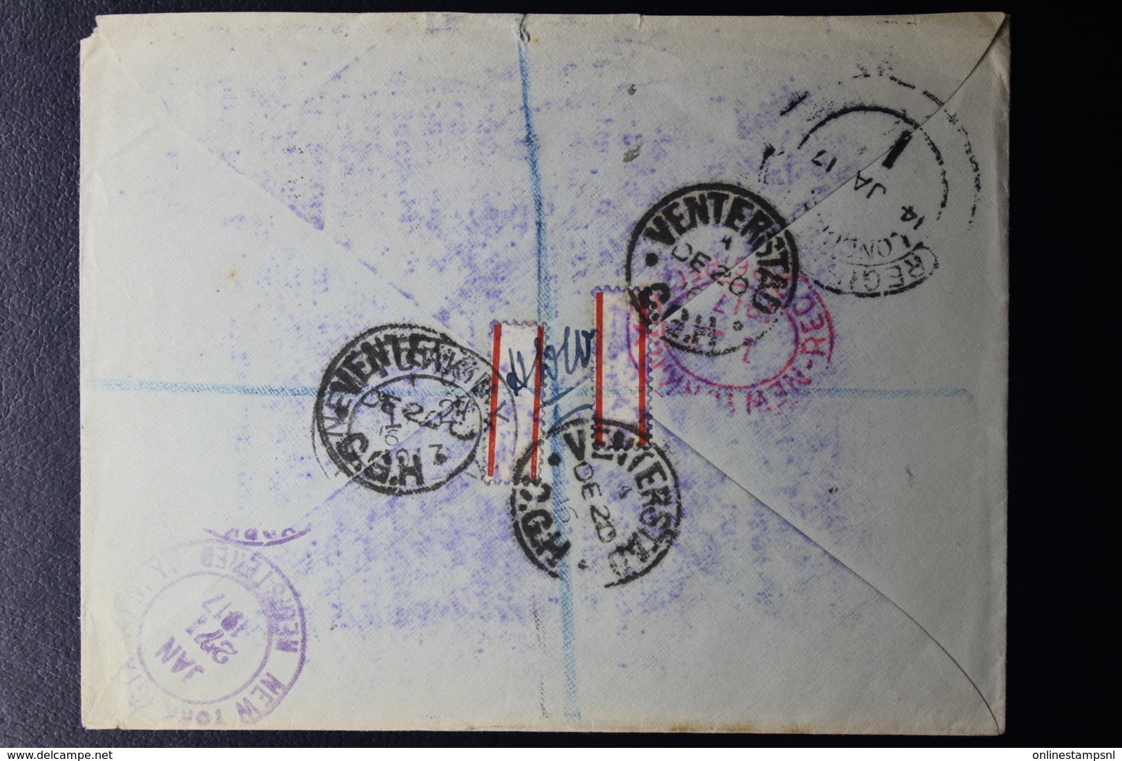 UNION REGISTERED COVER VENTERSTAD -> NEW YORK CENSORED 4-12-1916 - Lettres & Documents