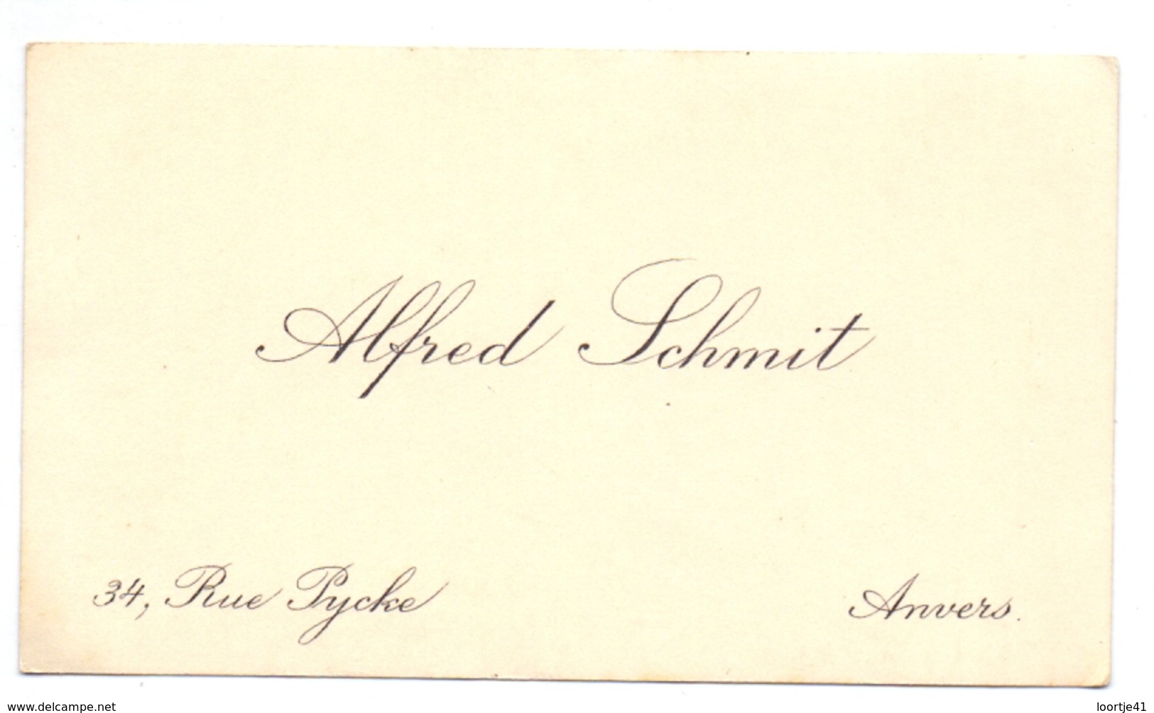 Visitekaartje - Carte Visite - Alfred Schmit - Anvers Antwerpen - Cartes De Visite