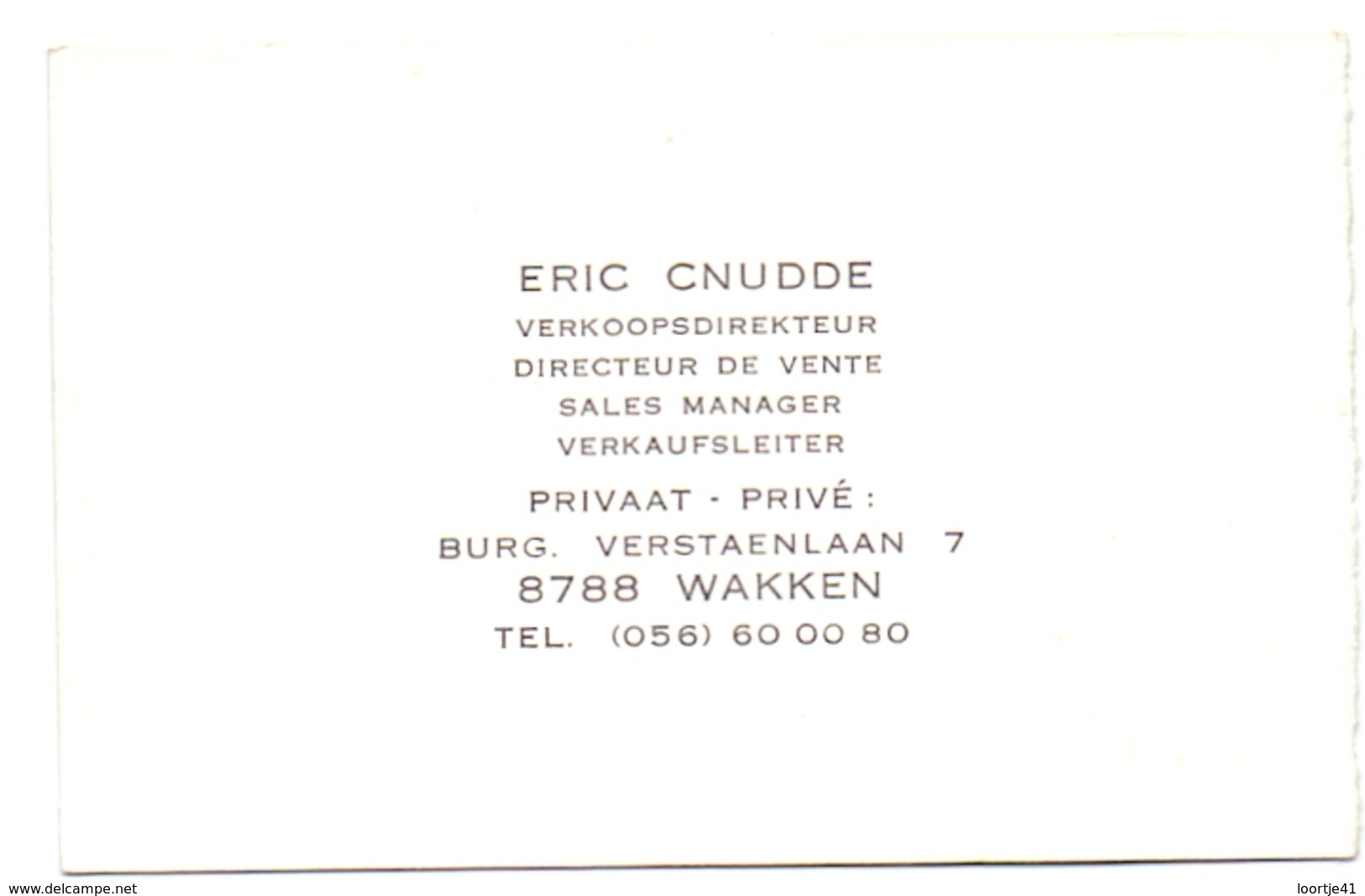 Visitekaartje - Carte Visite - Eric Cnudde - Wakken - Cartes De Visite