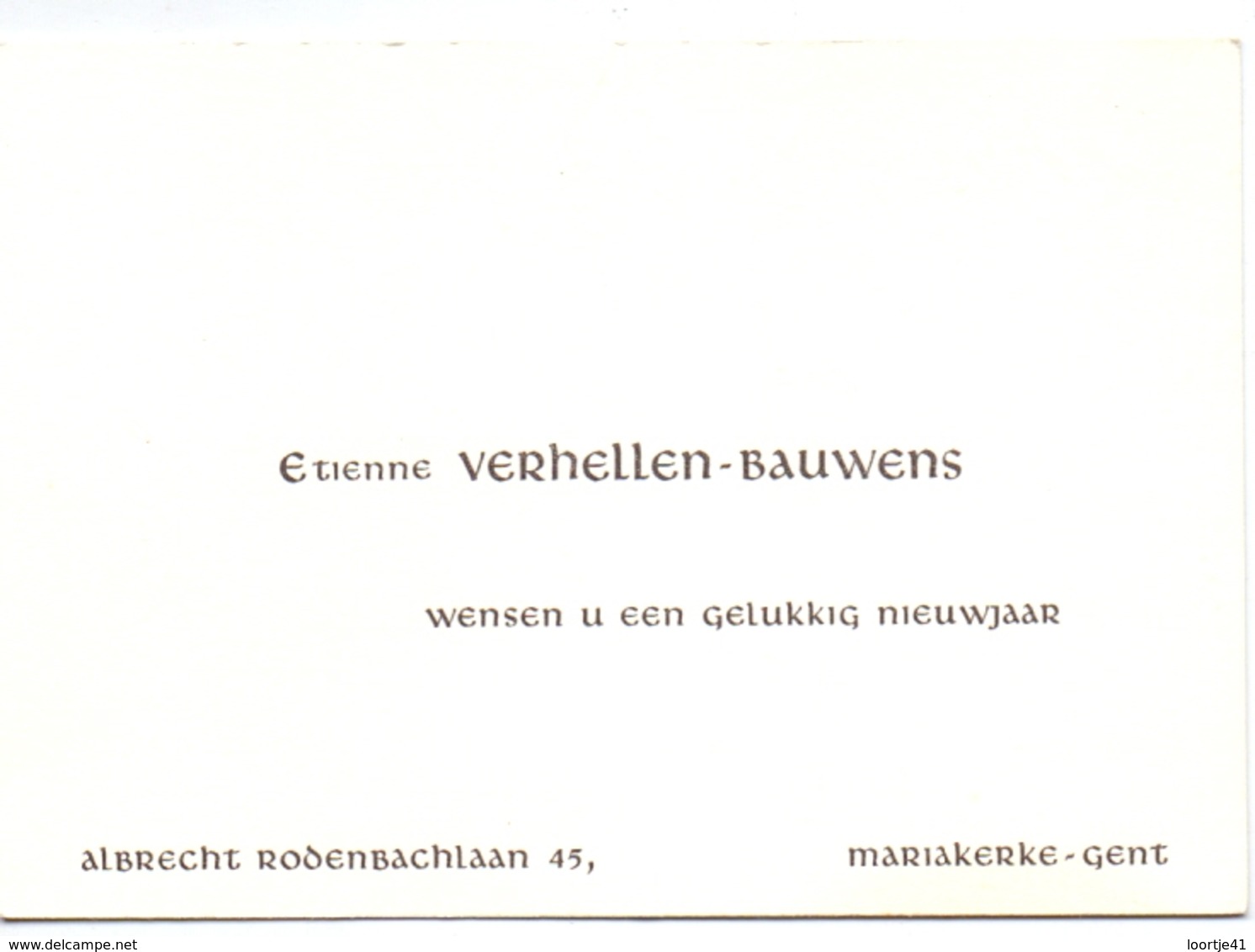 Visitekaartje - Carte Visite - Etienne Verhellen - Bauwens - Mariakerke Gent - Cartes De Visite