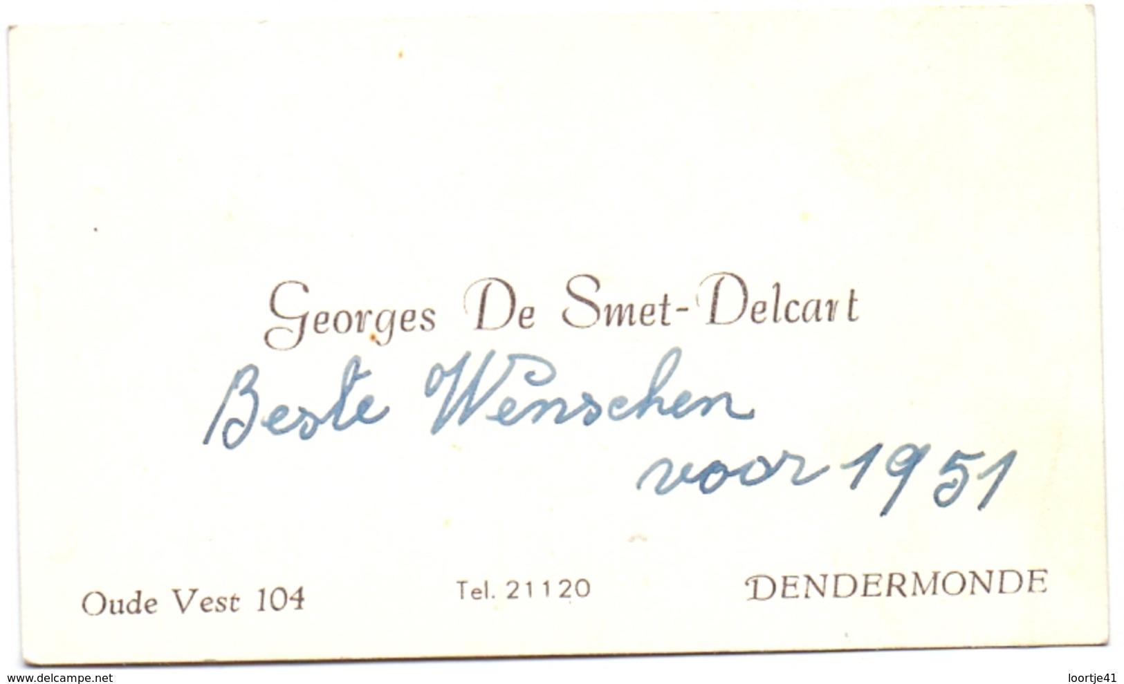 Visitekaartje - Carte Visite - Georges De Smet - Delcart - Dendermonde - Cartes De Visite