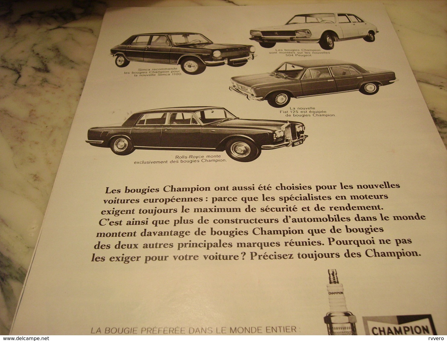 ANCIENNE  PUBLICITE VOITURE EUROPEENNES ON CHOISIS BOUGIE CHAMPION 1968 - Autres & Non Classés