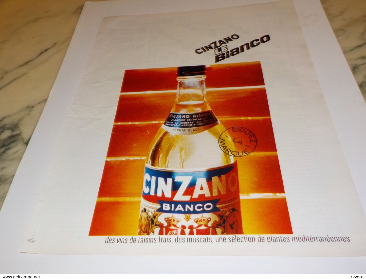 ANCIENNE PUBLICITE CINZANO LE BIANCO 1968 - Publicités