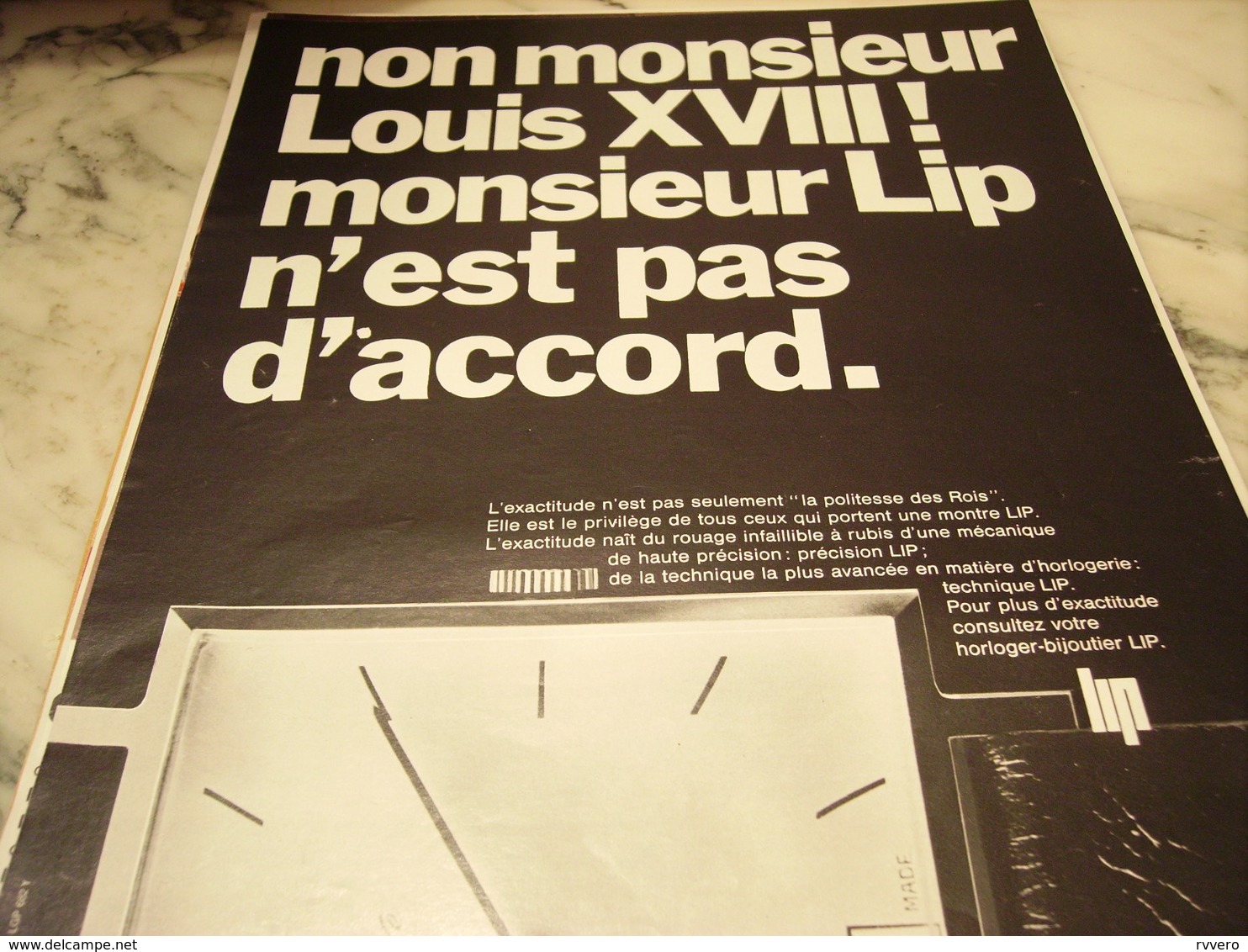 ANCIENNE PUBLICITE NON MONSIEUR LOUIS 18 MONTRE LIP  1968 - Autres & Non Classés