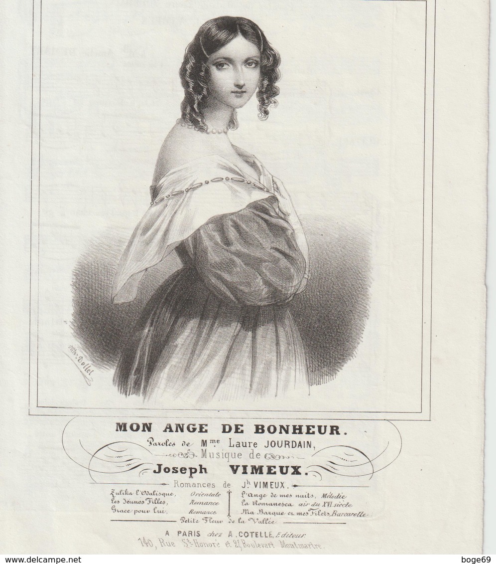 (GEO1) MON ANGE DE BONHEUR , Paroles LAURE JOURDAIN , Musique JOSEPH VIMEUX Illustration DOLLET - Partitions Musicales Anciennes