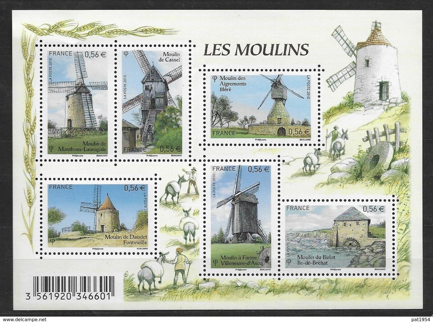 France 2010 Bloc Feuillet N° F4485 Neuf Moulins à La Faciale - Mint/Hinged