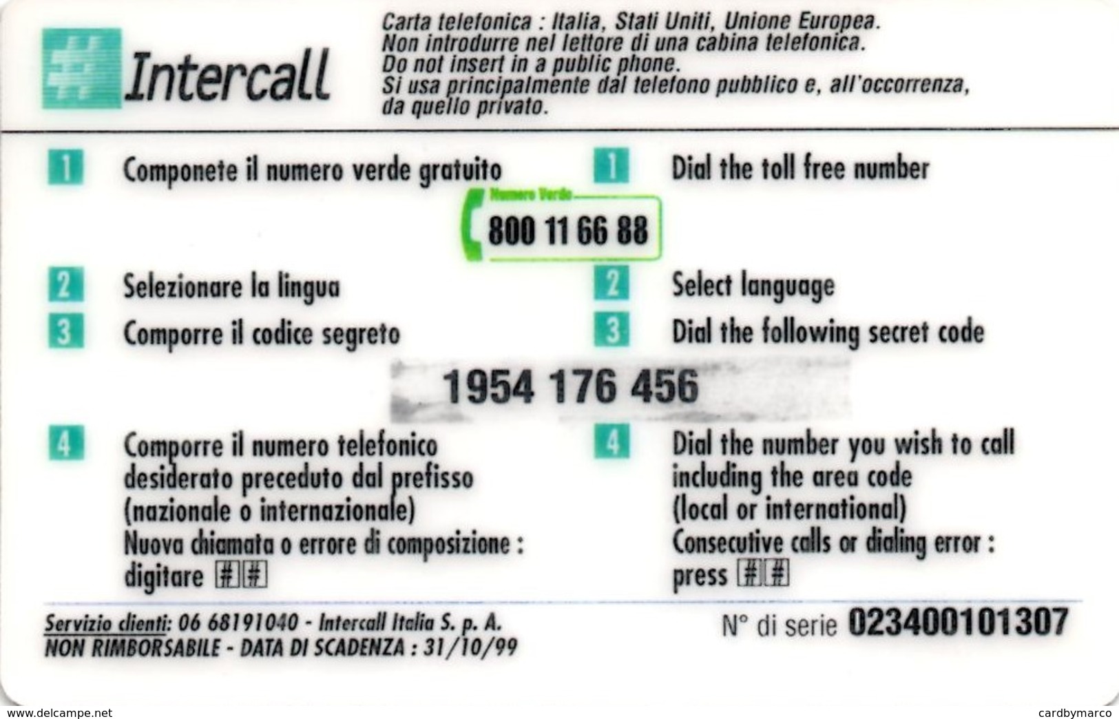 *ITALIA - INTERCALL* - Scheda Usata - [2] Handy-, Prepaid- Und Aufladkarten