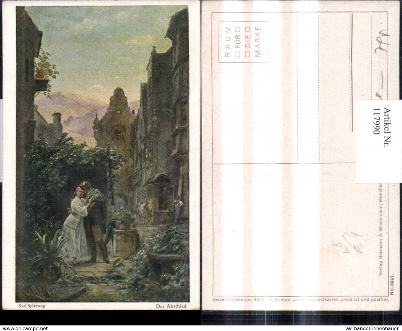 117990,K&uuml;nstler Ak Karl Spitzweg Der Abschied Liebespaar Umarmung Pub Hermann A. Wiec - Sonstige & Ohne Zuordnung