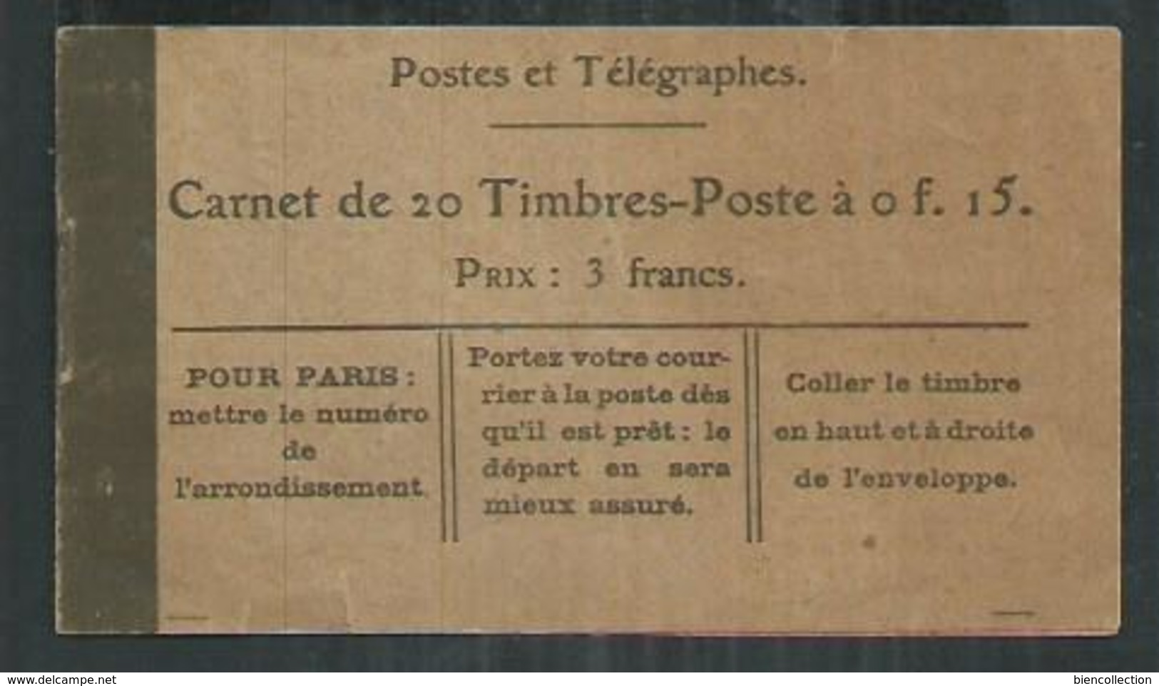 France . Carnet Semeuse 15 Cts No 130-C2 Incomplet ;les 6 Timbres Sont ** - Autres & Non Classés