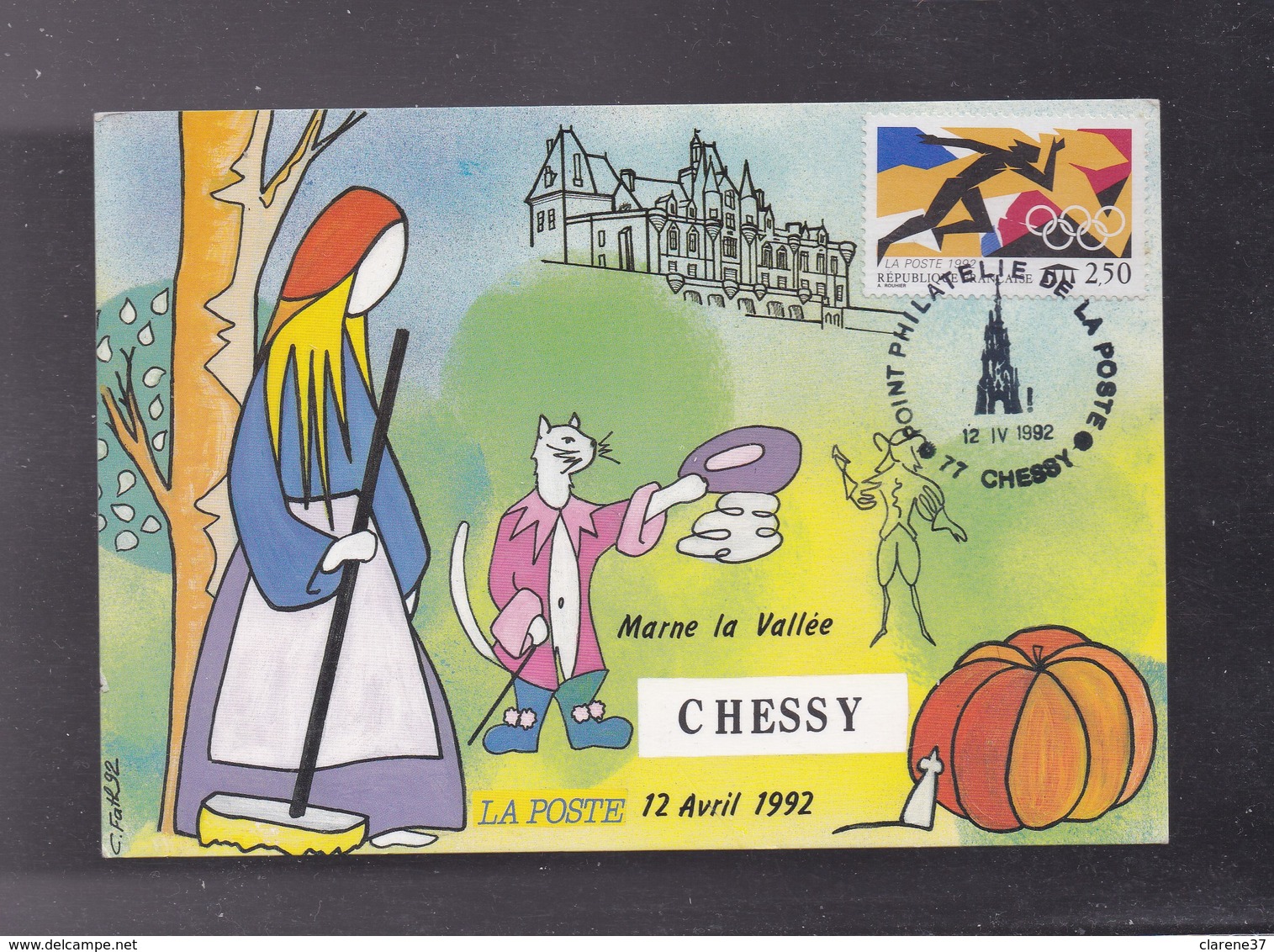 Carte Postale Inauguration Du Point Philatélie  EURODISNEY  77 CHESSY  12 Avril 1992 - Autres & Non Classés