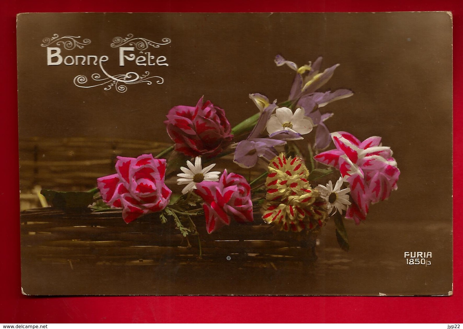 Jolie CP Ancienne Colorisée Bonne Fête Ed Furia 1850/3 - Fleur - écrite 21-03-1919 - Autres & Non Classés