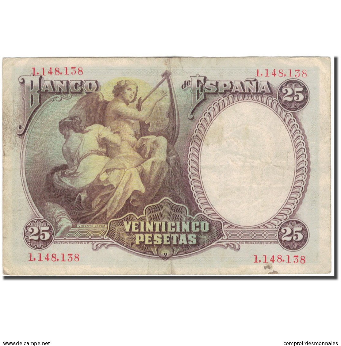 Billet, Espagne, 25 Pesetas, 1931, 1931-04-25, KM:81, TB - 1-2-5-25 Peseten