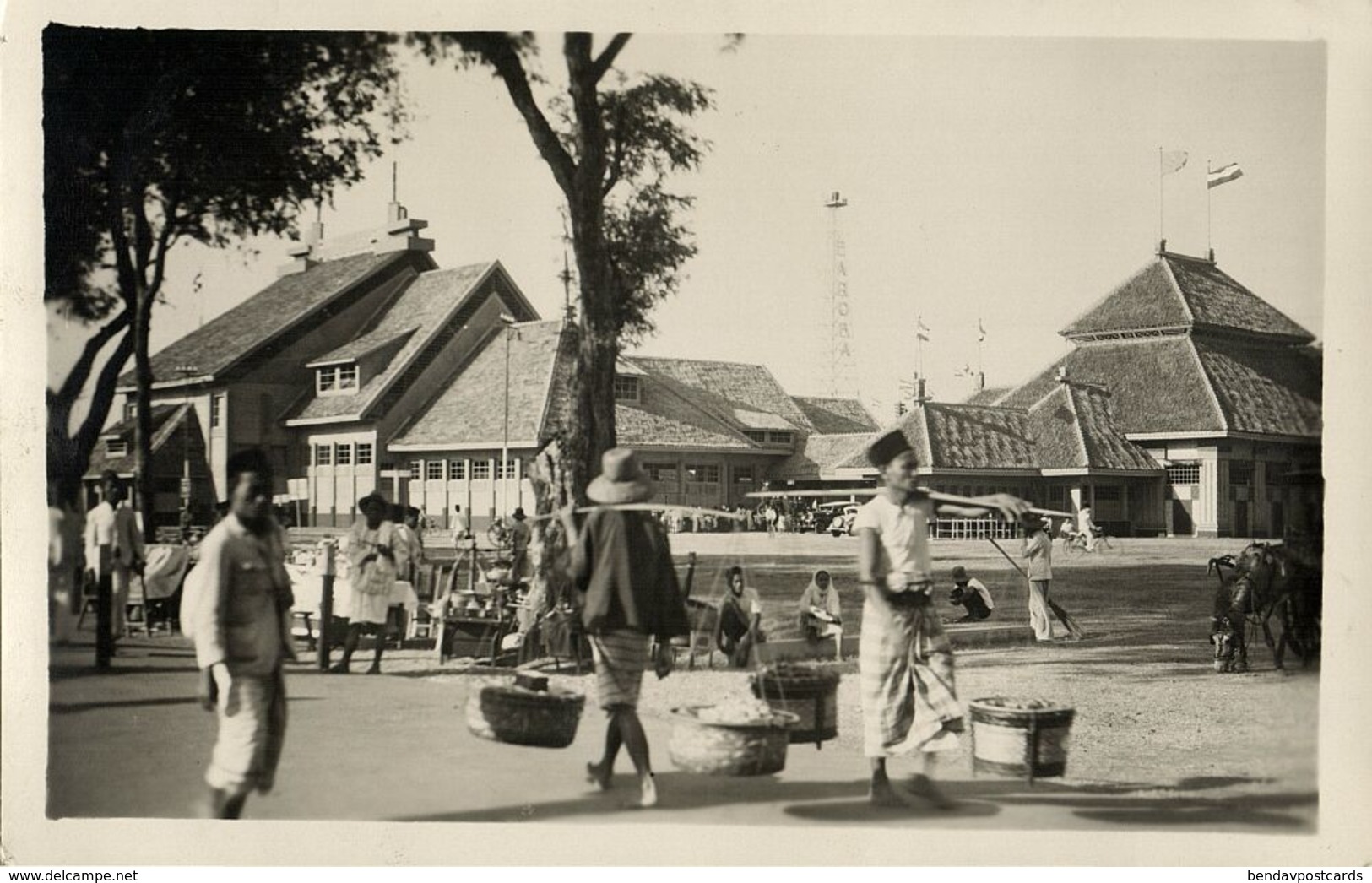 Indonesia, JAVA BATAVIA, Street Sellers (1935) RPPC Postcard - Indonesia